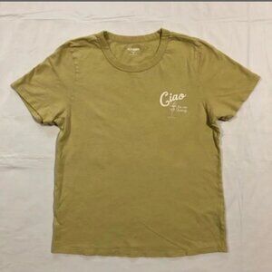 NWT Old Navy Womens Yellow "Ciao" Graphic Tee Size L Tall Cotton Blend
